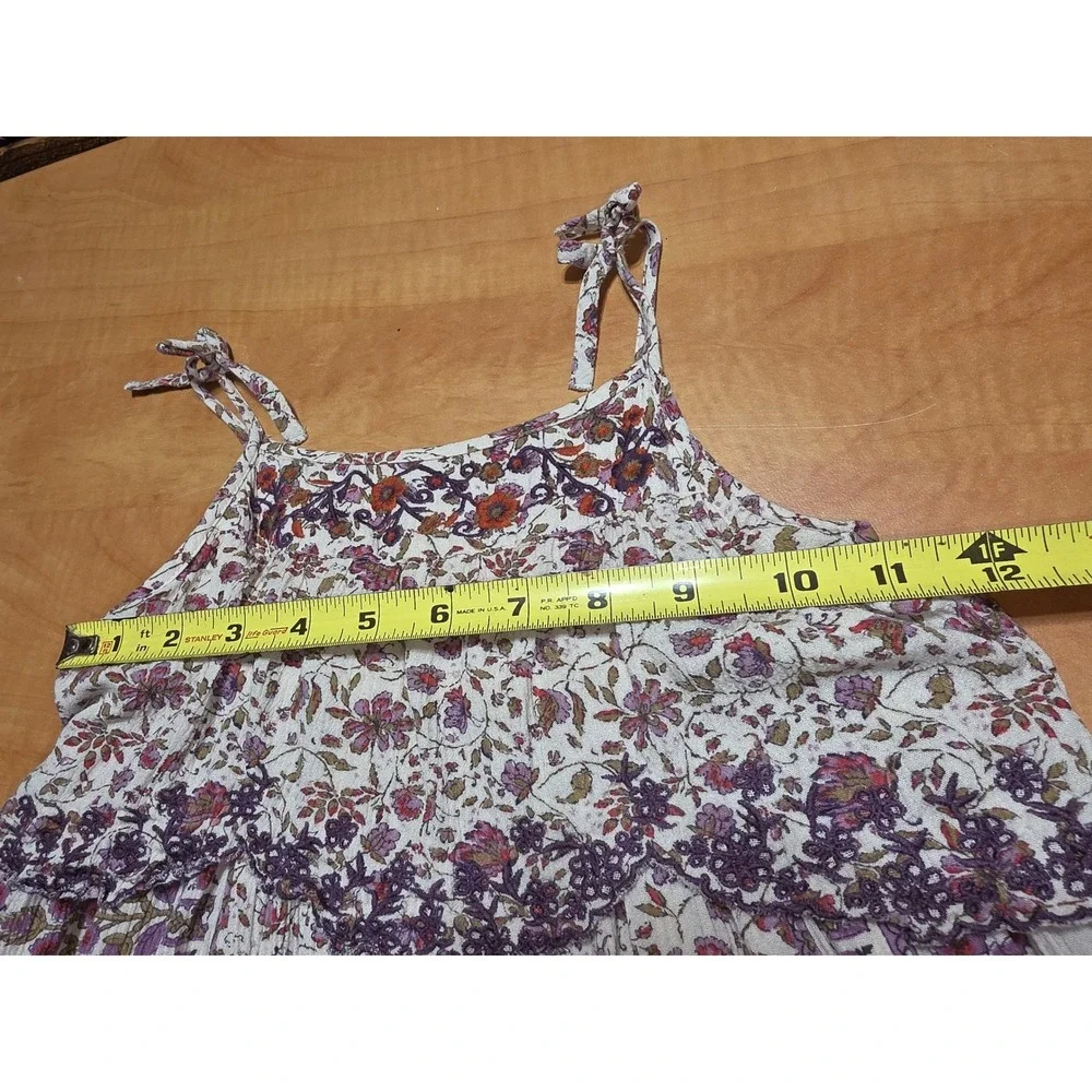 Next Girls Floral Boho Tiered Midi Dress Purple Cream Size 6 Yrs 757-253-089